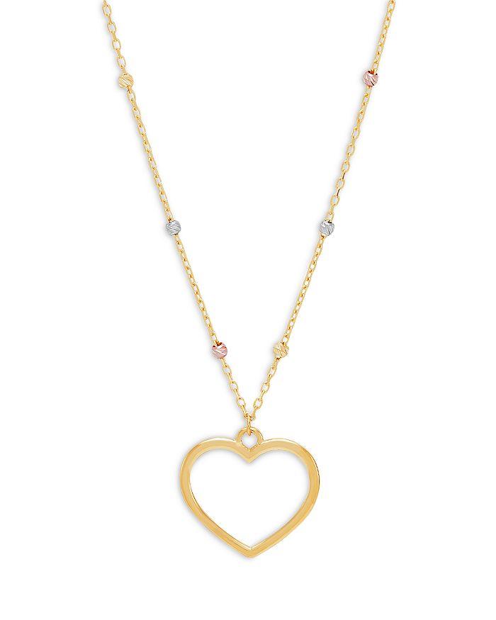 Moon & Meadow 14K Yellow Gold Open Heart Pendant Necklace, 17.75"