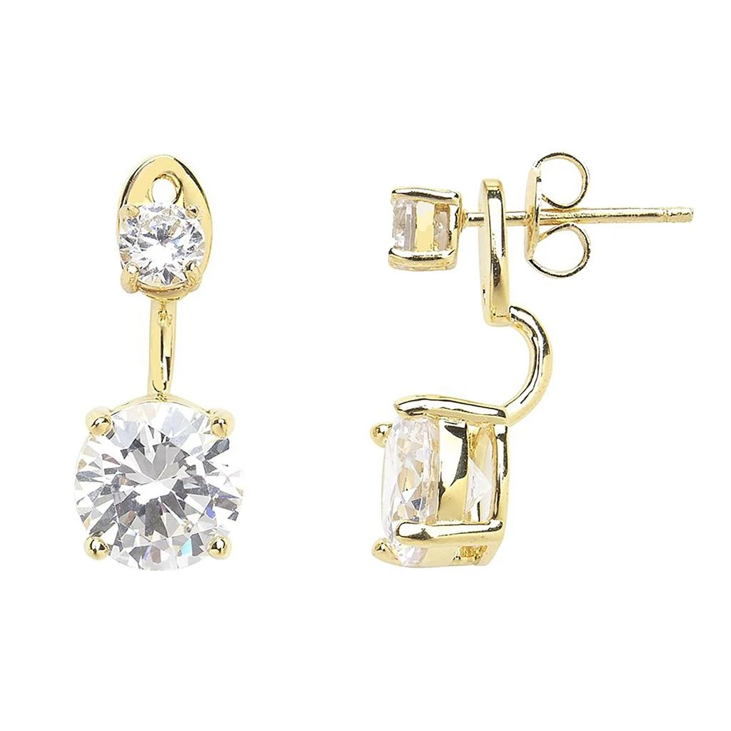 Sterling Forever Brilliant CZ Stud Jacket Earrings-Silver 4