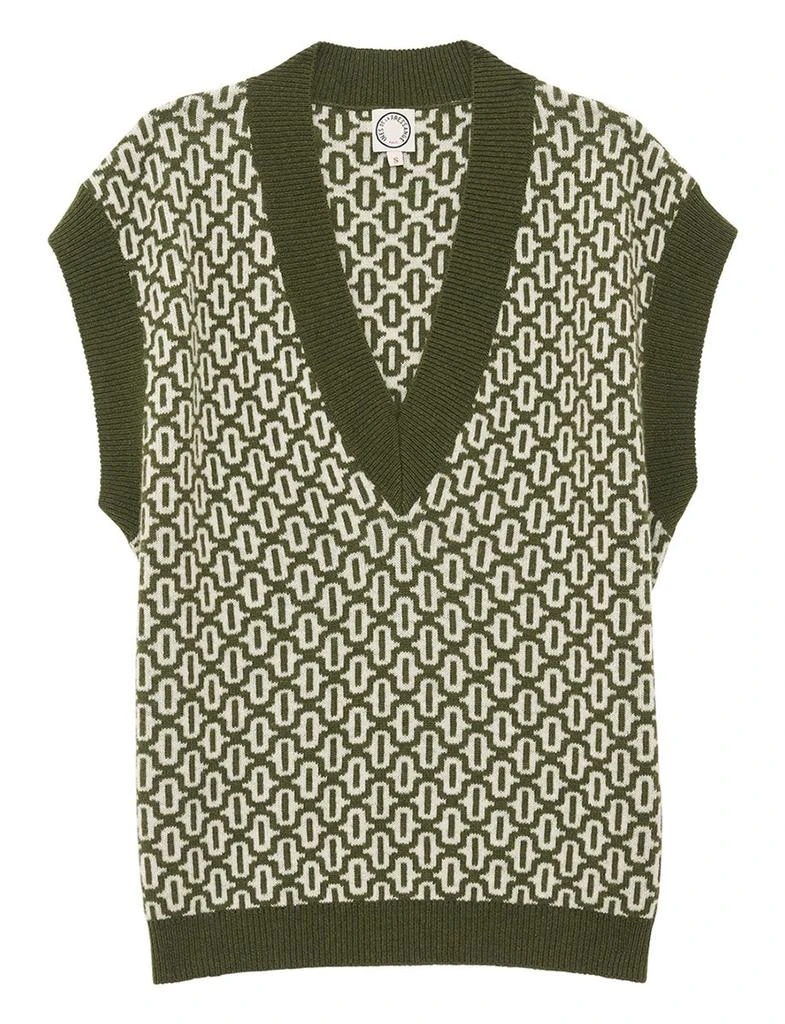 INES DE LA FRESSANGE Hailey ecru/khaki wool sweater 1