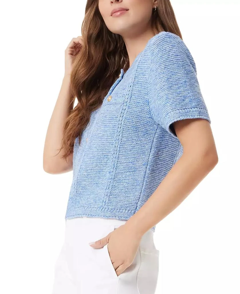 Sam Edelman Women's Colleen Novelty-Stitch Short-Sleeve Cardigan 2