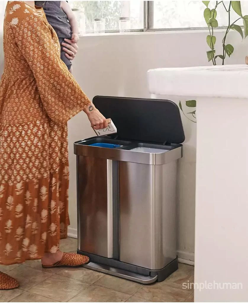simplehuman Brushed Stainless Steel 58L Dual Compartment  Recycler 5
