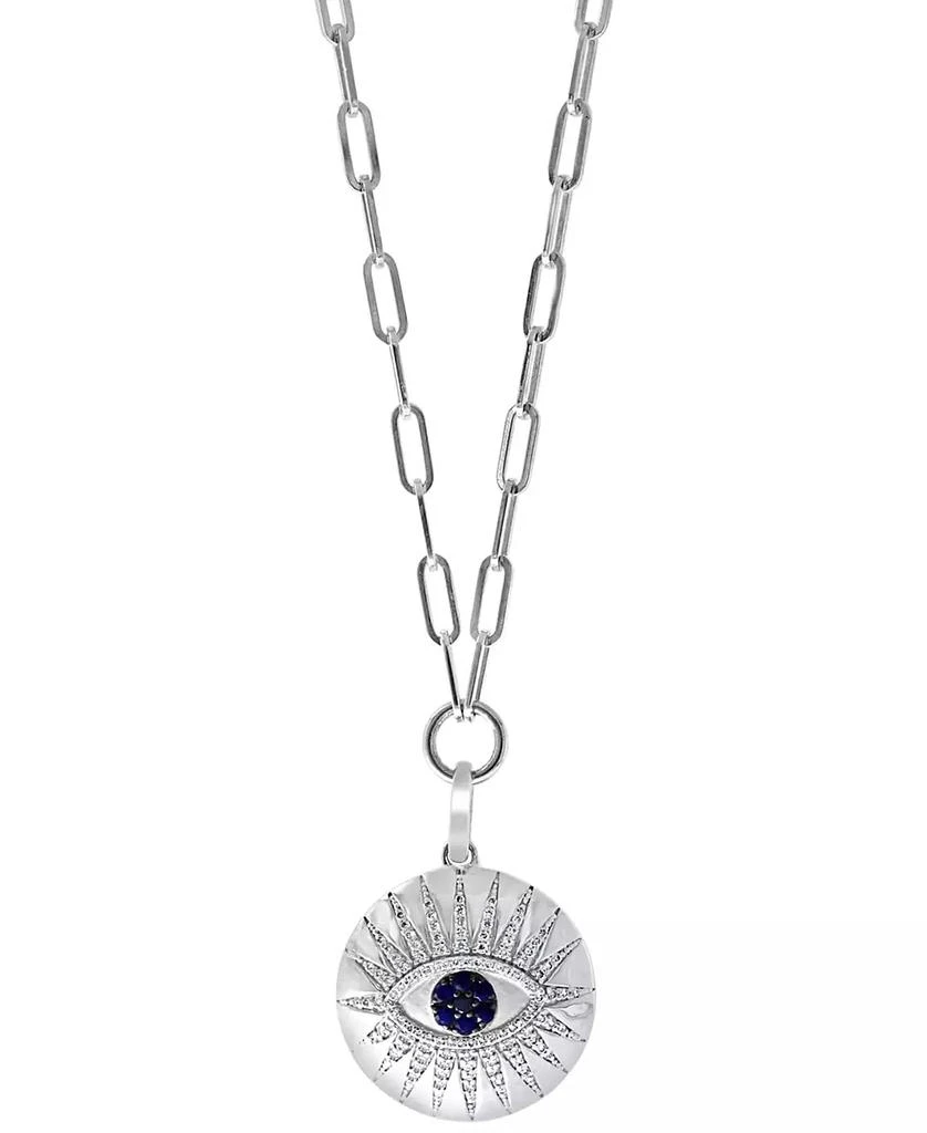 EFFY Collection EFFY® Sapphire (1/5 ct. t.w.) & Diamond (3/8 ct. t.w.) Evil Eye 16" Pendant Necklace in Sterling Silver 1