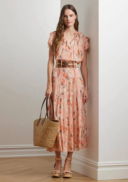 Ralph Lauren Ralph Lauren Floral Crinkle Georgette Tiered Skirt 4