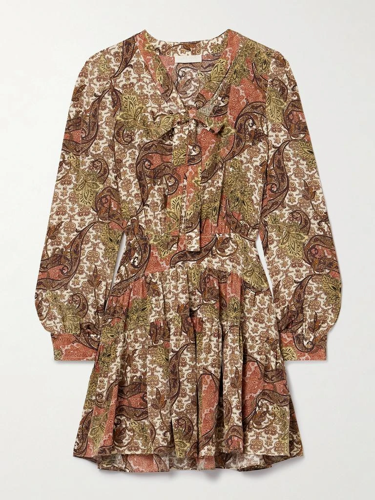 Ulla Johnson Maris 褶裥佩斯利印花真丝双绉迷你连衣裙  - US0 1