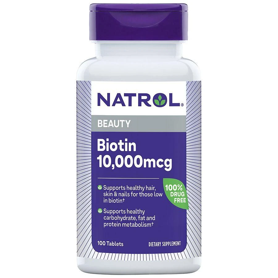 Natrol Biotin Maximum Strength 10,000 mcg Dietary Supplement Tablets 1