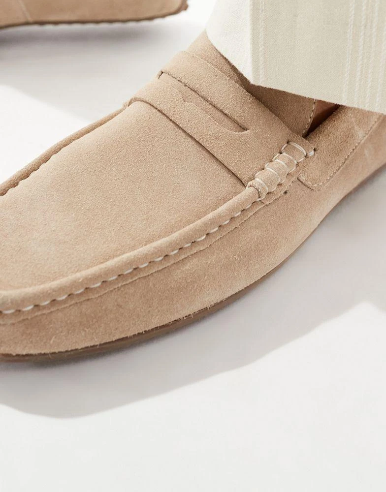 ASOS ASOS DESIGN driver loafers in stone suede 3