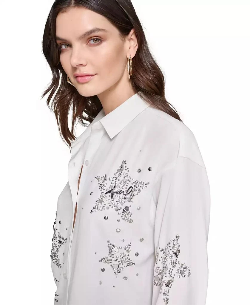 Karl Lagerfeld Paris Women's Embellished Button-Front Top 3
