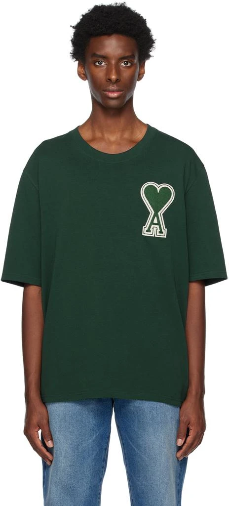 AMI Paris SSENSE Exclusive Green Ami de Cœur T-Shirt 1