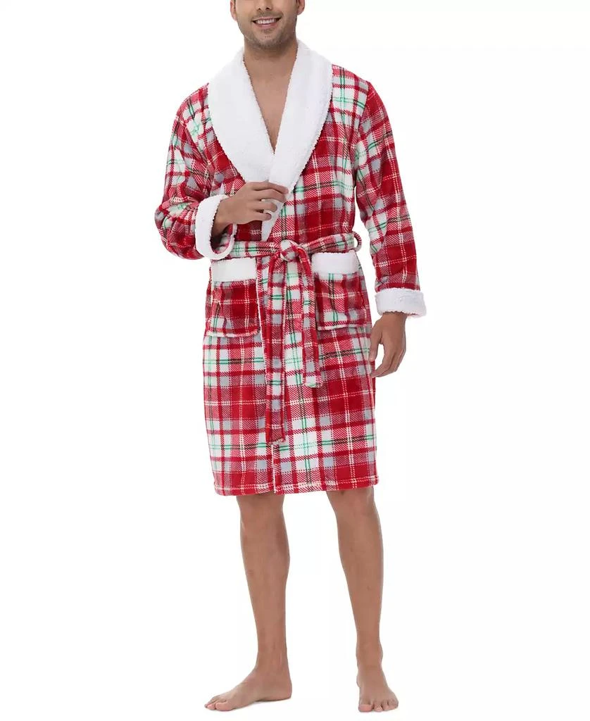 Holiday Lane Plush Printed Short Shawl-Collar Robe, Exclusively at Macy’s 12