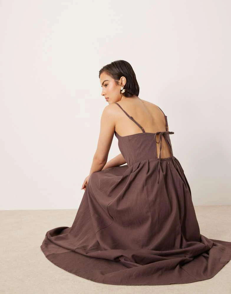 asos chocolate brown dress ASOS Design - Plunge Front Cinched Tailored Dress - Women - Polyester/Viscose/Elastane - 8 US