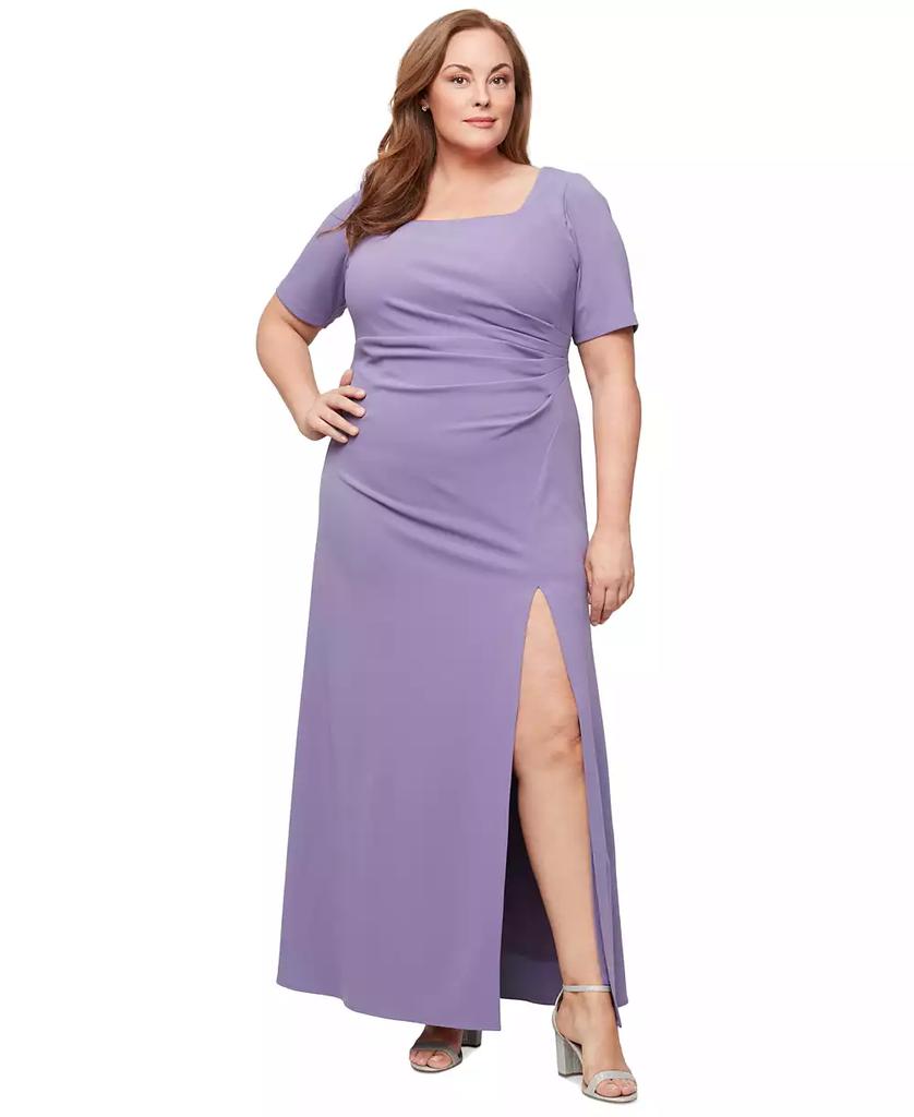 Alex Evenings Plus Size Scuba Crepe Square-Neck Gown