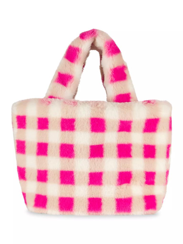 Bari Lynn Bow Checkered Tote Bag