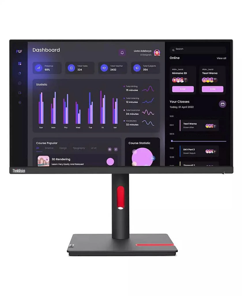 Lenovo ThinkVision T24i-30 23.8" 16:9 Full HD IPS WLED LCD Monitor, Raven Black 2