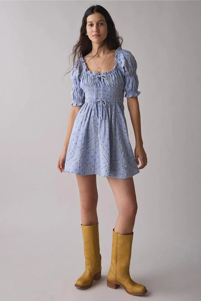 white christmas dresses Light Blue Textured Dot Smocked Square Neck Chiffon Maternity Dress –  PinkBlush main image 1