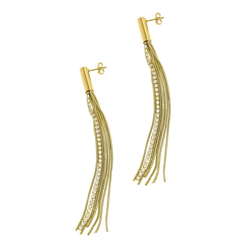 ADORNIA 14K Gold-Tone Plated Fringe Chain and Crystal Tassel Earrings 1