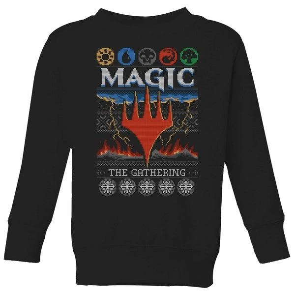 Original Hero Magic The Gathering Colours Of Magic Knit Kids' Christmas Sweater - Black 1
