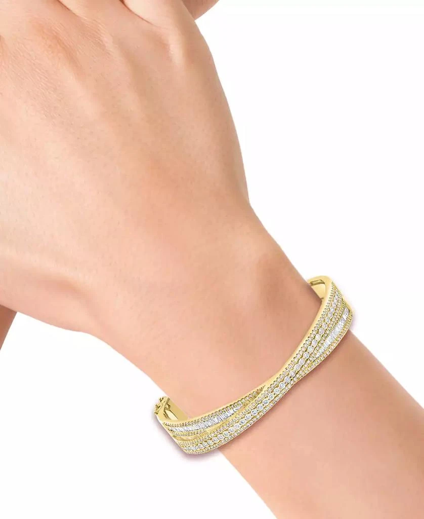 Effy EFFY® Diamond Round & Baguette Crossover Bangle Bracelet (2-1/6 ct. t.w.) in 14k Yellow Gold 2