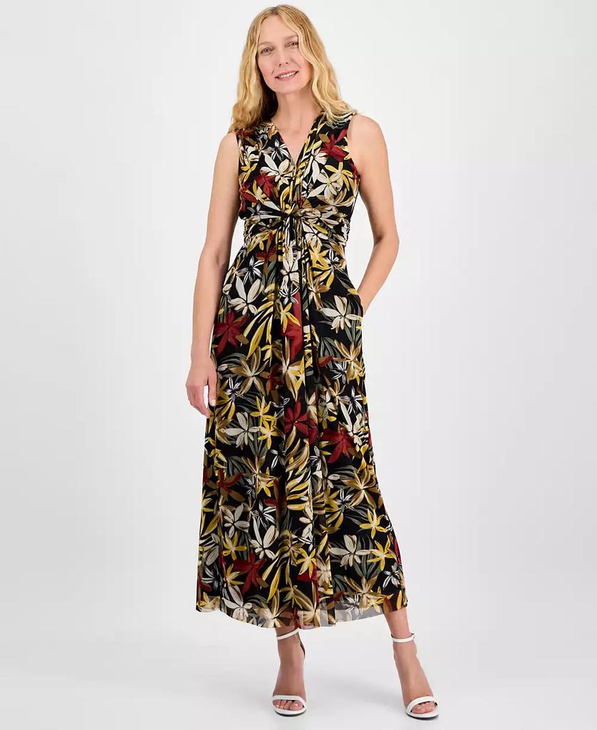 Anne Klein Women's Printed Twist-Front Maxi Dress