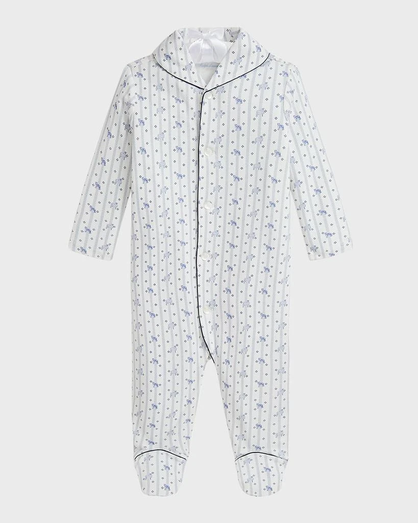 Ralph Lauren Boy's Shawl Collared Animal-Print Footie, Size Newborn-9M 1