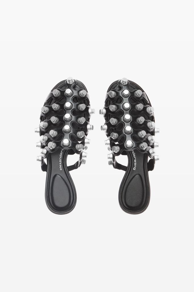 スリッポン ALEXANDER WANG BLACK LEATHER REXA SLIPPERS Alexander Wang Rexa Cage Slide in Leather - Slippers - Free