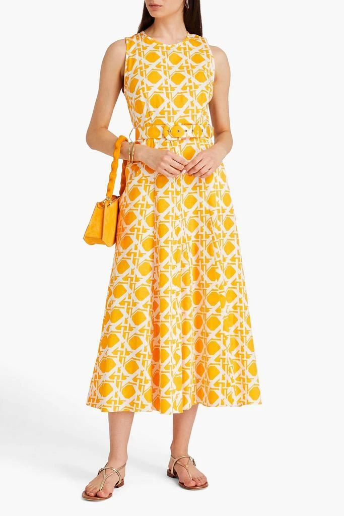Diane von Furstenberg Elliot belted printed cotton and linen-blend midi dress 2
