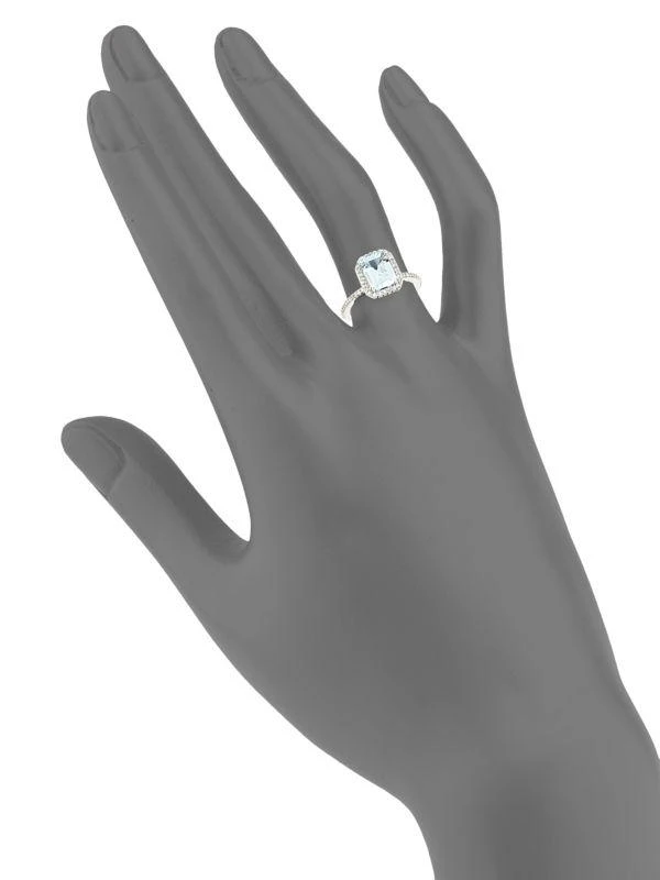 Effy 14K White Gold, Aquamarine & Diamond Ring 2