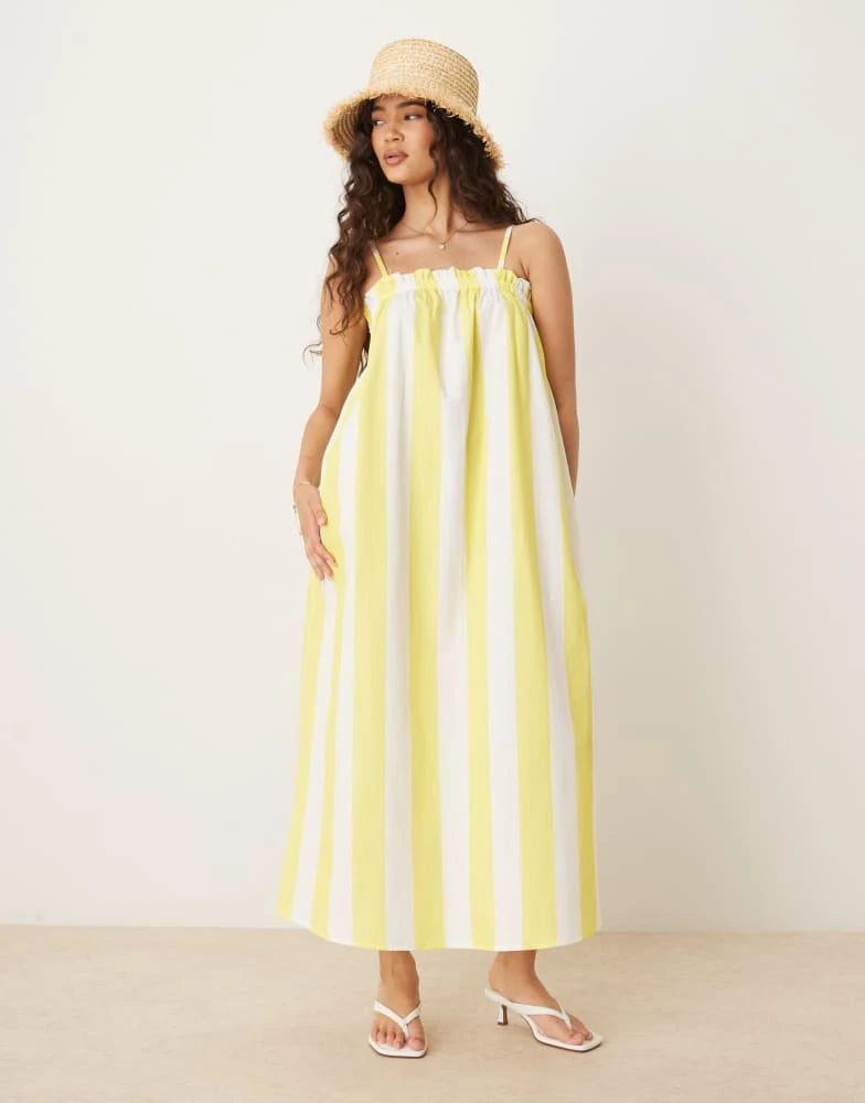 ASOS DESIGN poplin trapeze maxi dress in yellow stripe  On Sale Now with  Up to 44% Off | Discover Exclusive Deals & Savings at BeyondStyle   Authentic ASOS Home|women with Limited-Time