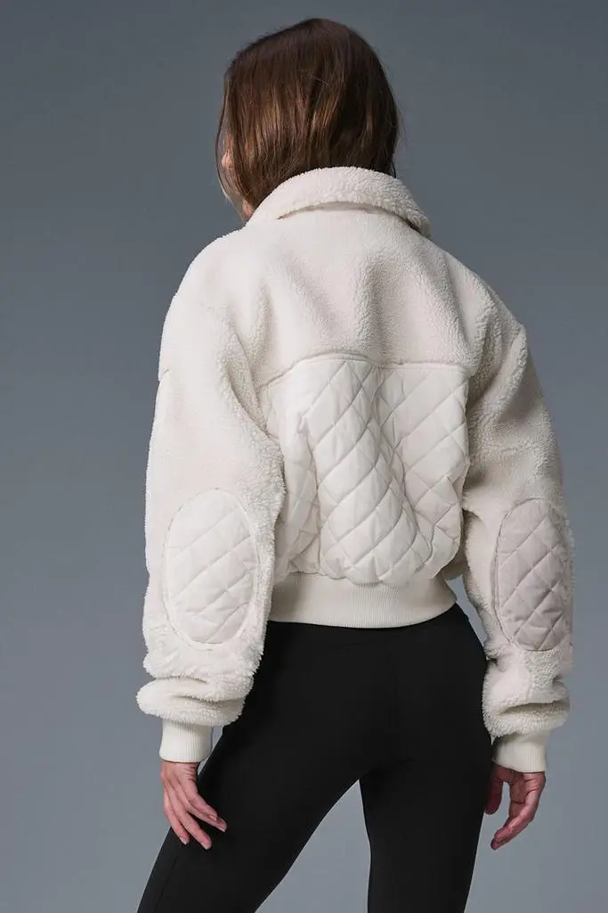 Alo Sherpa Edge Bomber - Ivory - Jackets - Free Shipping - BeyondStyle