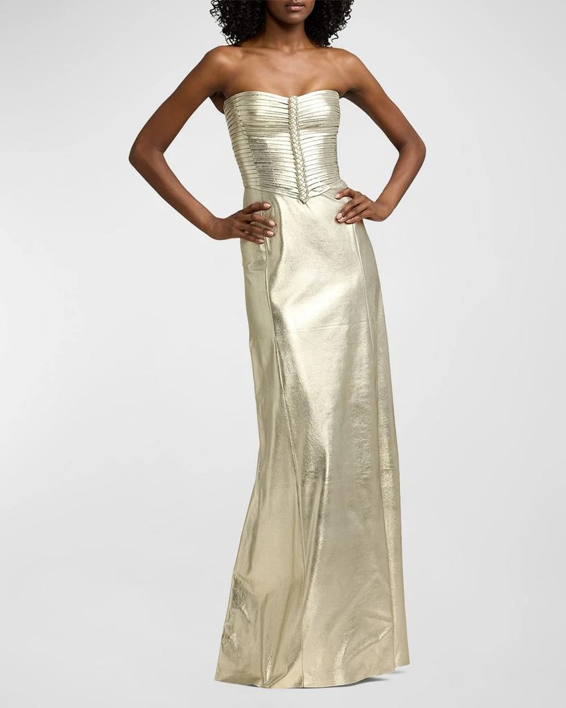 Ralph Lauren Kaylen Laminated Suede Evening Dress 6