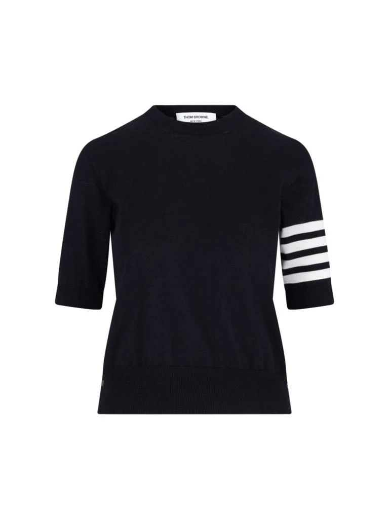 Thom Browne Thom Browne 4 Bar Sheer Sleeved Fine-Knitted T-Shirt from Cettire
