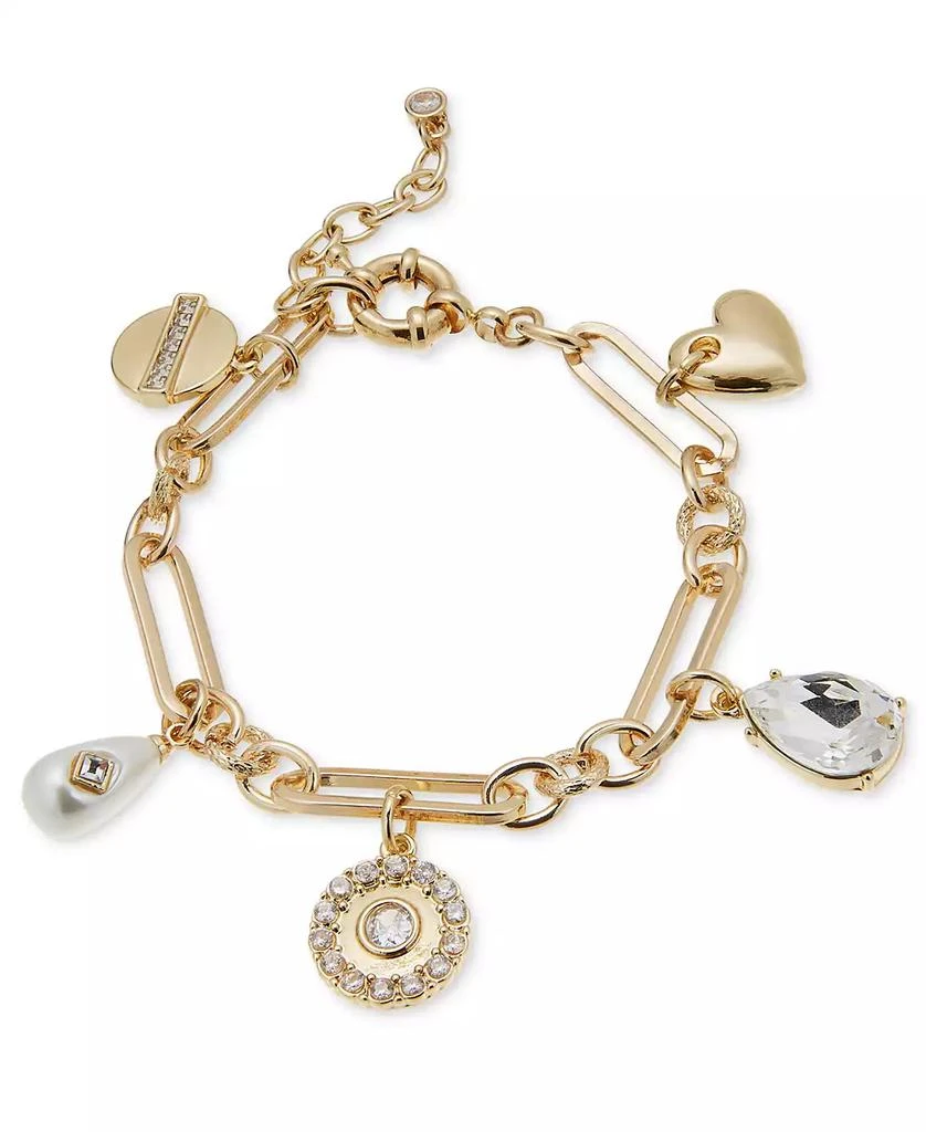 On 34th Gold-Tone Crystal & Imitation Pearl Mixed Charm Bracelet, Created for Macy's 1