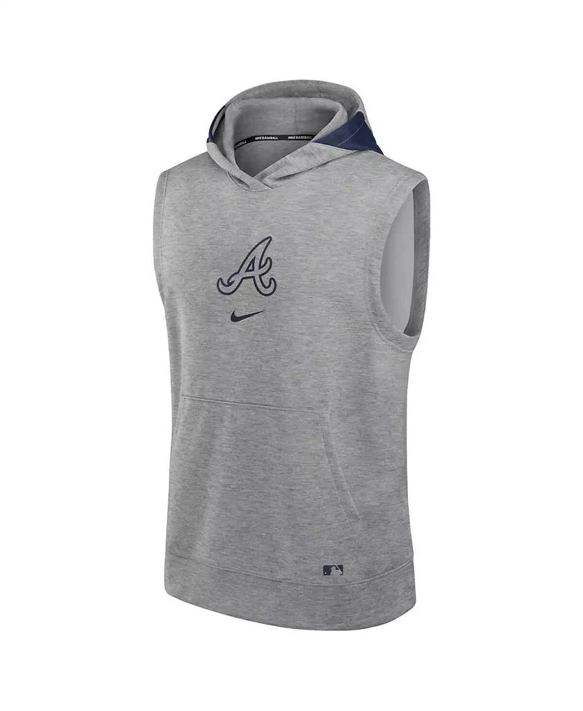 NIKE Men's Heather Gray Atlanta Braves Authentic Collection Early Work Performance Sleeveless Pullover Hoodie 3