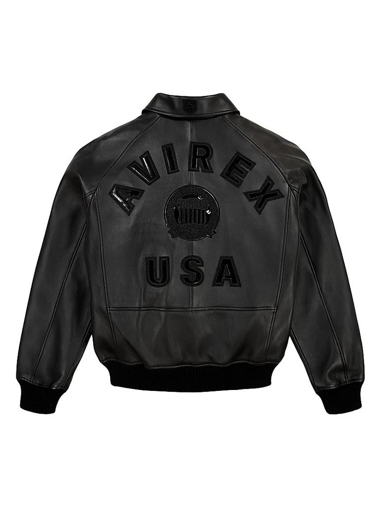 Avirex Black Icon Leather Bomber Jacket 3