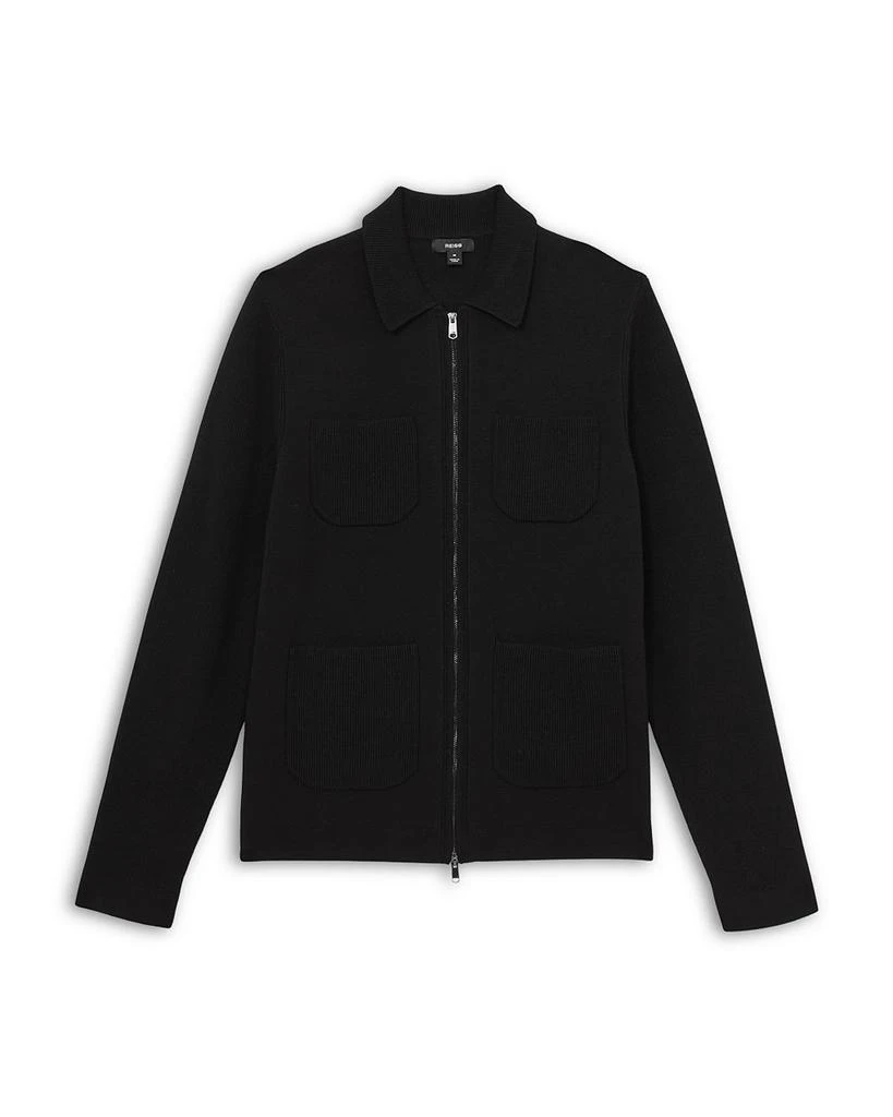 REISS Roberto Long Sleeve Zip Through Ribbed Four Pocket Shirt 6