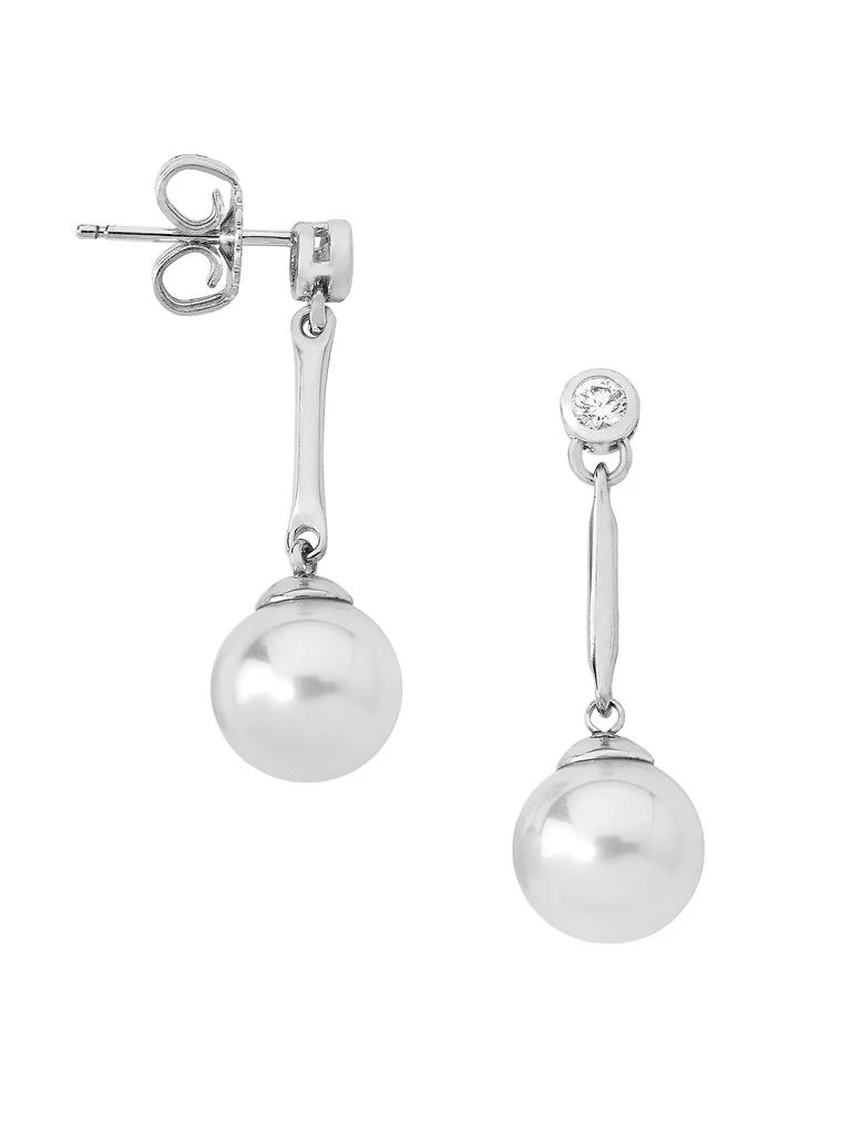 Majorica Selene Rhodium-Plated Silver, Faux Pearl & Cubic Zirconia Dangle Drop Earrings 1