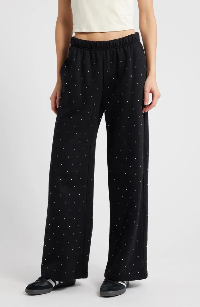 Good American Crystal Wide Leg Sweatpants 1