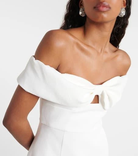 Self Portrait Bow-detail off-shoulder crêpe minidress 4