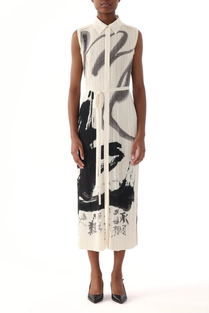 Jason Wu PLEATED SLEEVELESS SHIRTDRESS WITH ARTWORK BY TONG YANG TZE 1
