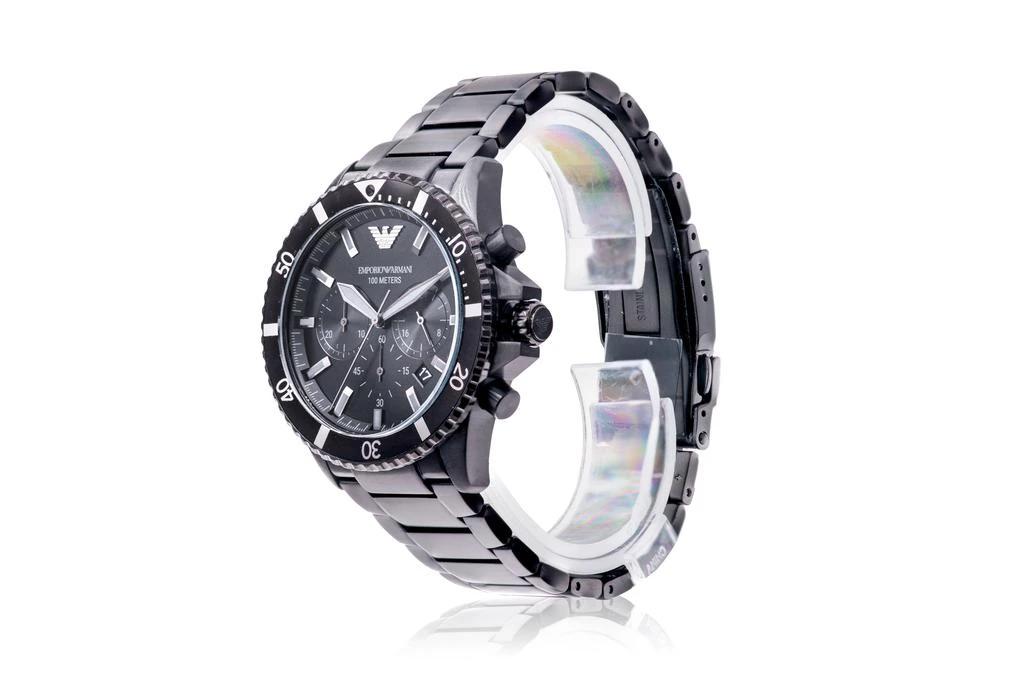 Armani Emporio  Diver Black Stainless Steel Chronograph Mens Watch 3