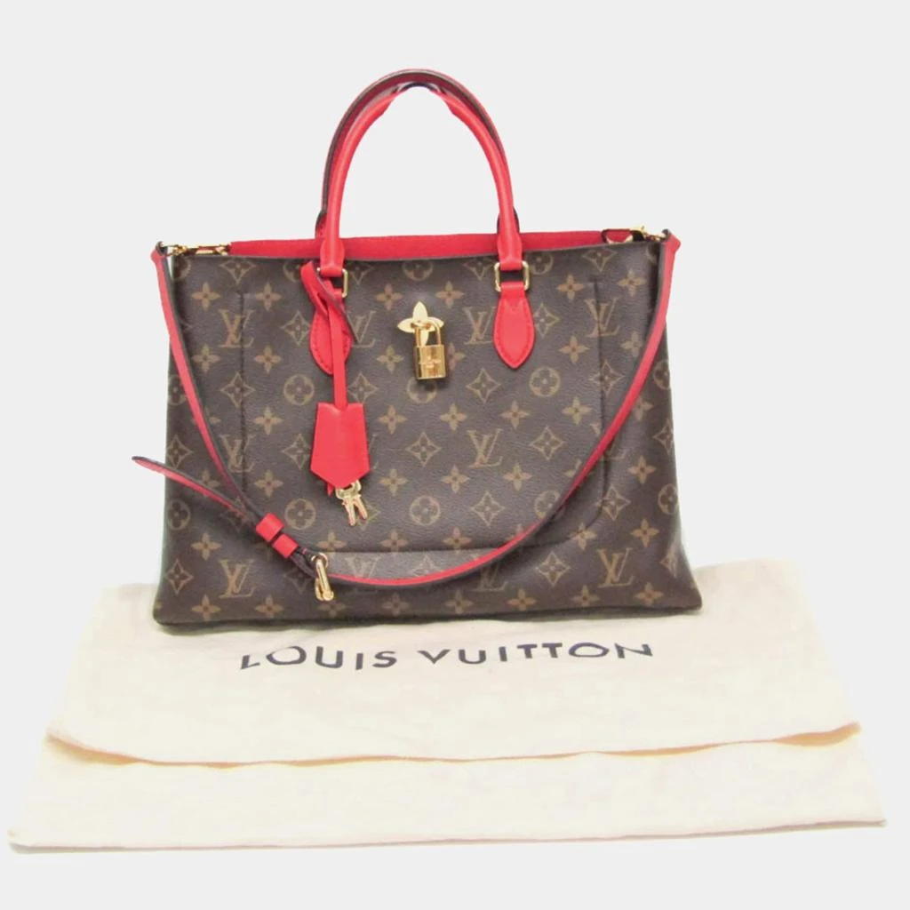Louis Vuitton Louis Vuitton Brown/Red Monogram Canvas Flower Tote Bag 12