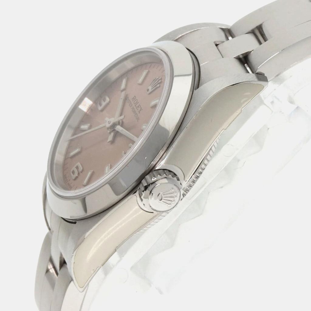 Rolex Rolex Pink Stainless Steel Oyster Perpetual 76080 Quartz Women's Wristwatch 24 mm