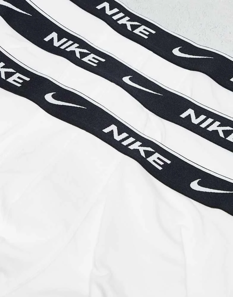 NIKE Nike cotton stretch 3 pack boxer briefs in white with black waistbands 3