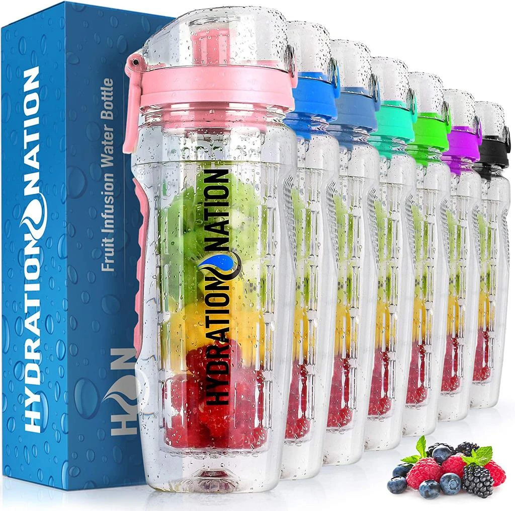 Zulay Kitchen 34oz Fruit Infuser Water Bottle - BPA Free Dual Non-Slip Grip and Flip Lid 8