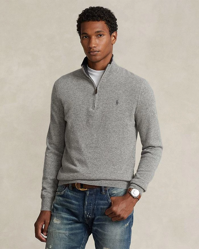 Ralph Lauren Cashmere Regular Fit Quarter Zip Mock Neck Sweater - Exclusive