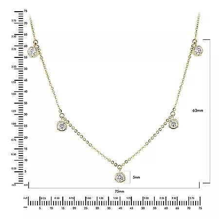 S Collection 0.75 CT. TW. Bezel Set Chandelier Diamond  Necklace in 14K Yellow Gold 4