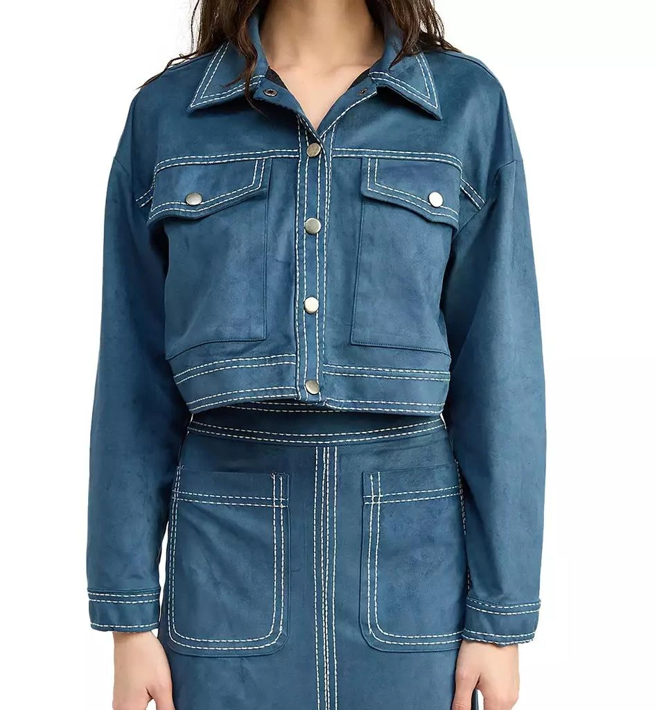 En Saison Women's Robin Faux-Suede Boxy Shacket 4