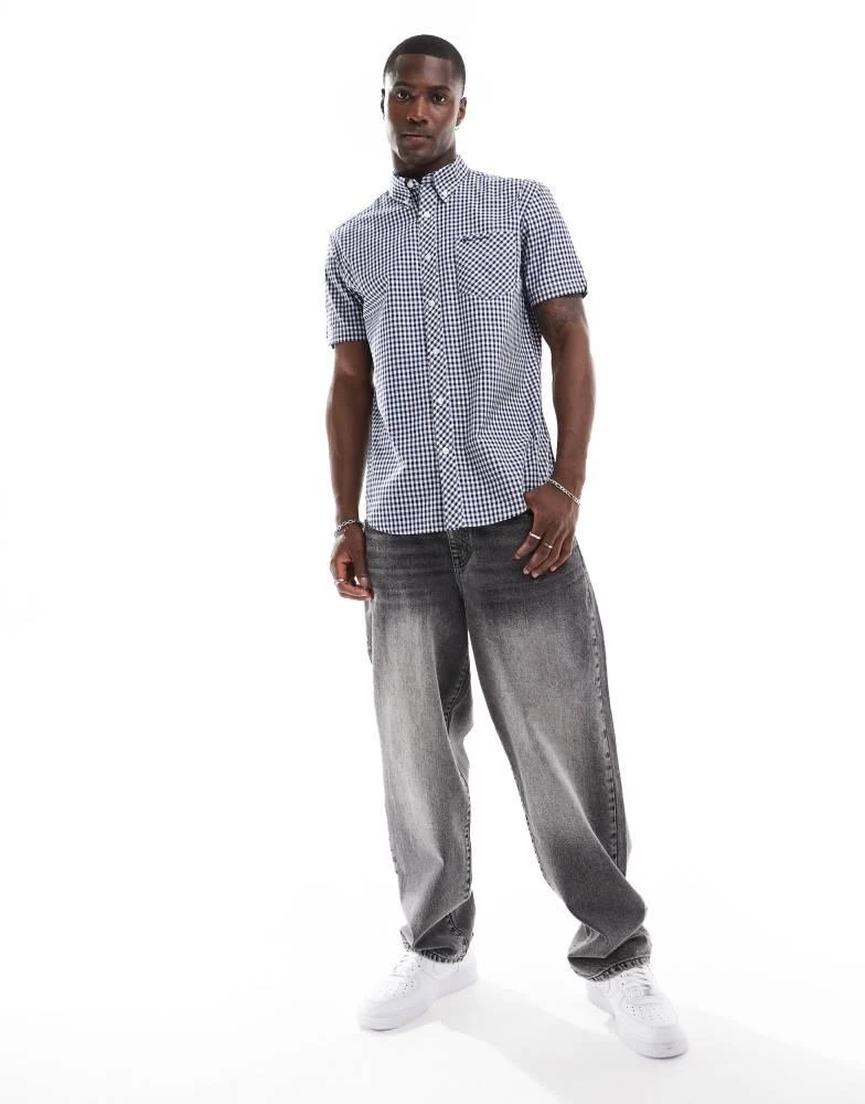 Ben Sherman Ben Sherman short sleeve gingham shirt in dark blue 2