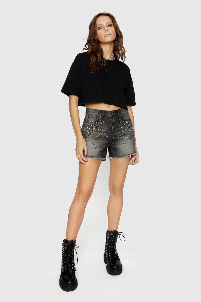 Rebecca Minkoff Crystal Embellished Denim Shorts