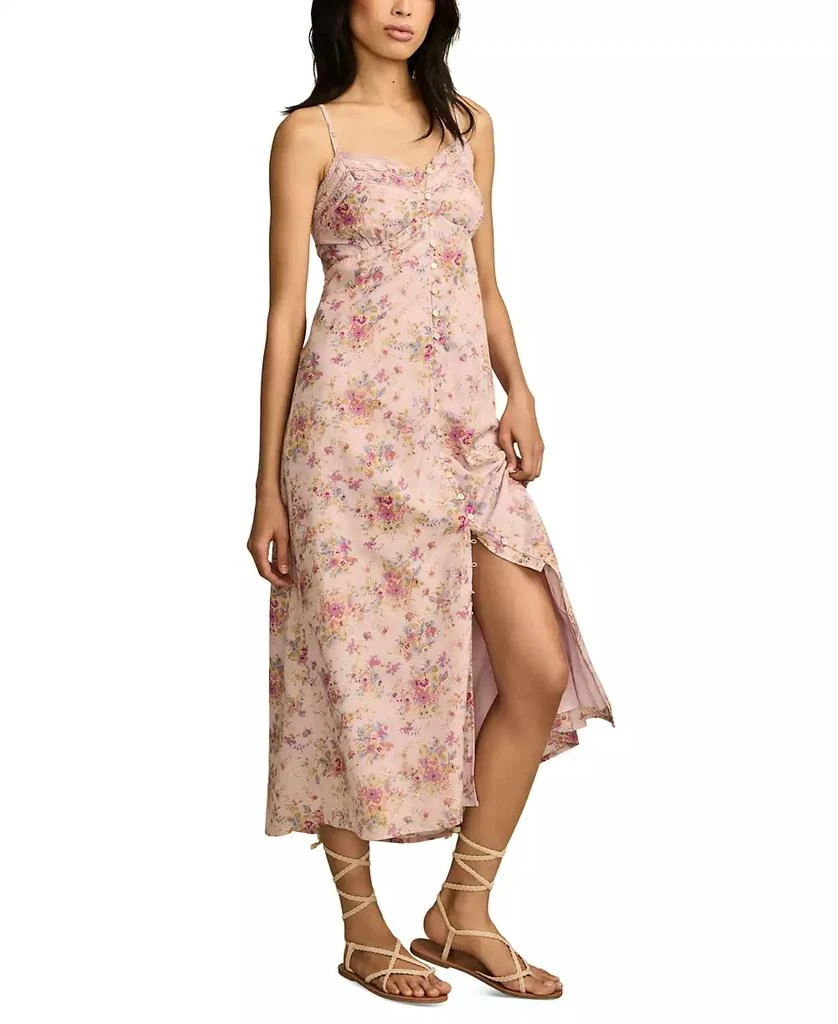 Lucky Brand Women's Floral-Print Lace-Trim Slip Dress 1
