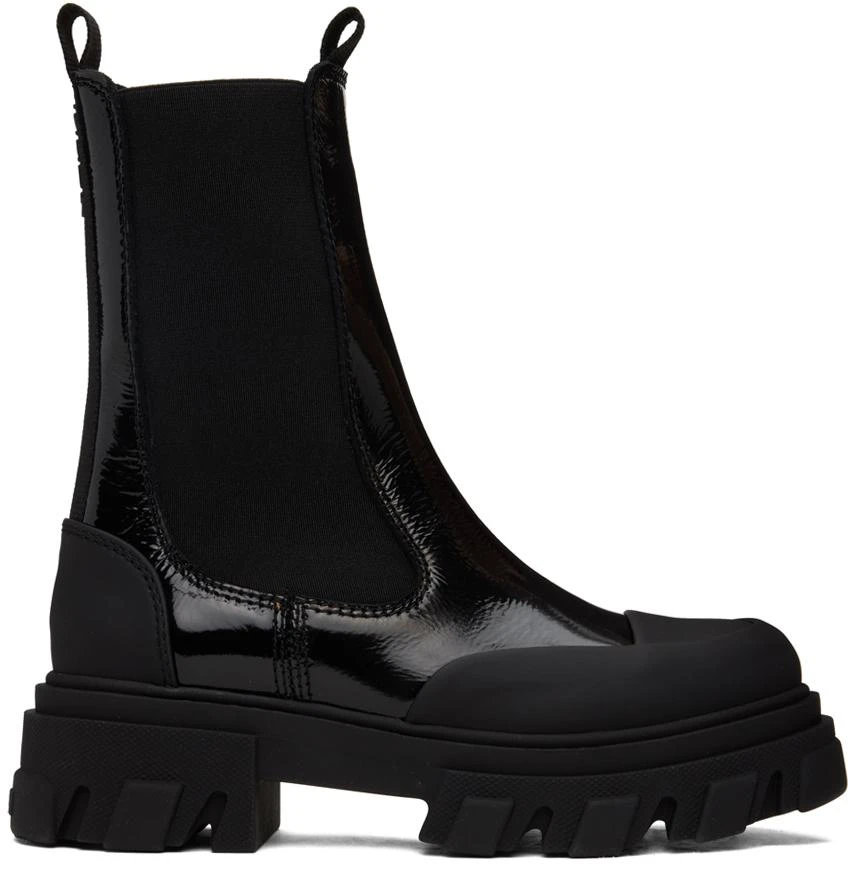 Ganni Black Cleated Mid Chelsea Boots 1